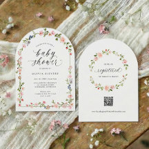 Baby Girl Shower Pinke Wasserfarben Florale Arkade