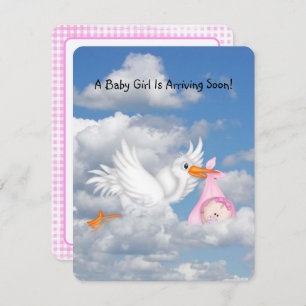 Baby Girl Shower Stork Lieferung Einladung