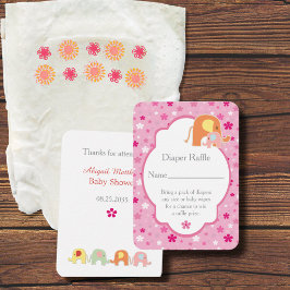 Baby Girl Shower Windel Raffle Elefanten Begleitkarte