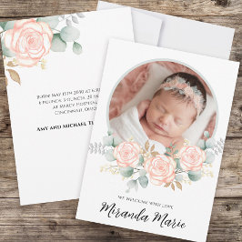 Baby Girl Simple Newborn Foto Script Floral Pink