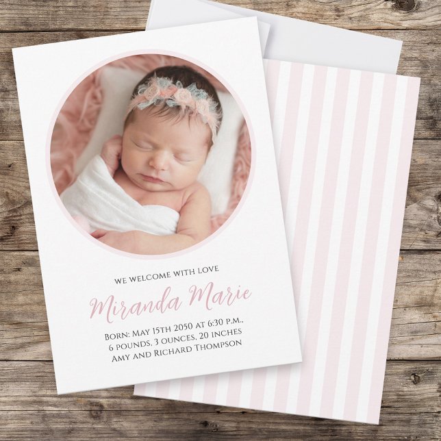 Baby Girl Simple Newborn Foto Script Floral Pink (Von Creator hochgeladen)