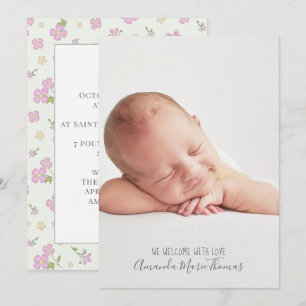 Baby GIrl Simple Niedlich Whimsical Floral Foto Pi Ankündigung