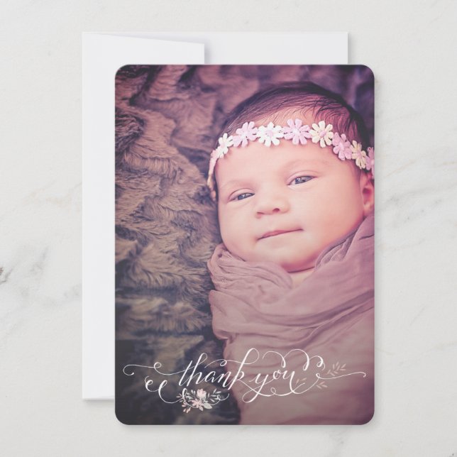 Baby Girl Sip & See Vielen Dank für Ihre Geburtser Ankündigung (Vorderseite)