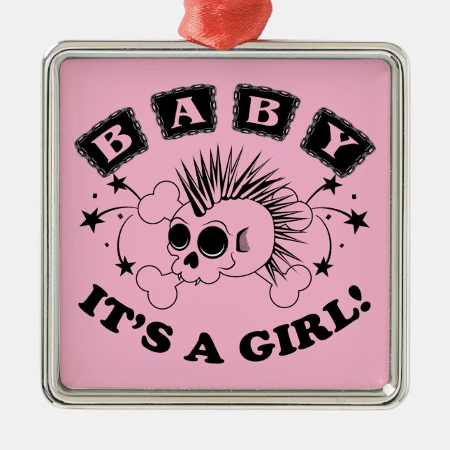 Baby Girl Skull Ornament Aus Metall (Vorne)