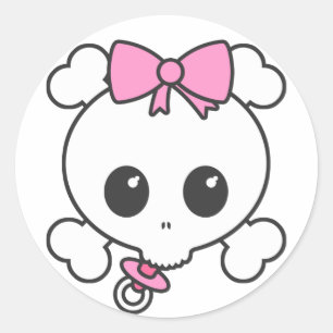 Baby Girl Skully Runder Aufkleber