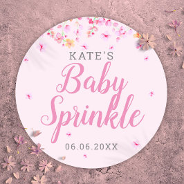 Baby Girl Sprinkle Pink Aquarellblossom Blütenblum Runder Aufkleber
