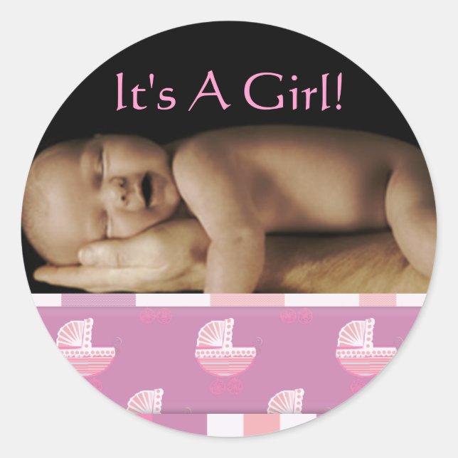 Baby Girl Stickers mit Ihrem Baby Foto (Vorderseite)