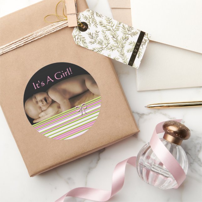 Baby Girl Stickers mit Ihrem Baby Foto (Schenken)