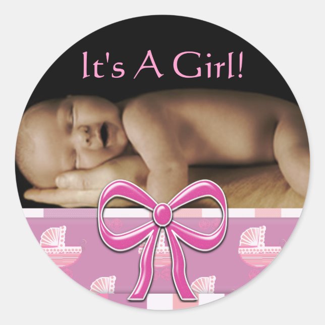 Baby Girl Stickers mit Ihrem Baby Foto (Vorderseite)