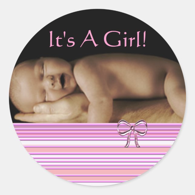 Baby Girl Stickers mit Ihrem Baby Foto (Vorderseite)