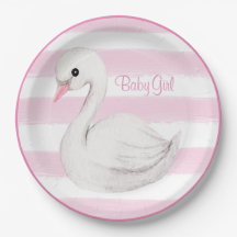 Baby Girl Swan Girly Pink Script Baby Dusche
