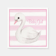 Baby Girl Swan Girly Pink Script Baby Dusche