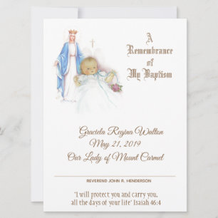 Baby Girl Taufe Christening Mary Certificate Feiertagskarte