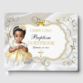 Baby Girl Taufe Christening White & Gold Cross Gästebuch