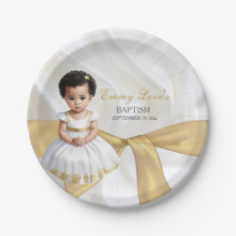 Baby Girl Taufe Christening White & Gold Pappteller