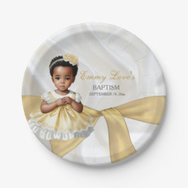 Baby Girl Taufe Christening White & Gold Pappteller