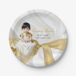 Baby Girl Taufe Christening White & Gold Pappteller