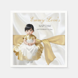 Baby Girl Taufe Christening White & Gold Serviette