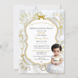 Baby Girl Taufe Kommune Christening White Gold Einladung
