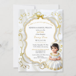 Baby Girl Taufe Kommune Christening White Gold Einladung