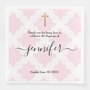 Baby Girl Taufe Rosa weißes Gold Serviette