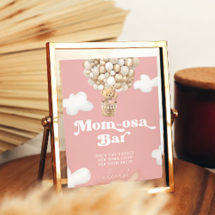 Baby Girl Teddy Bear Balloon Dusche Mama-osa Bar Poster