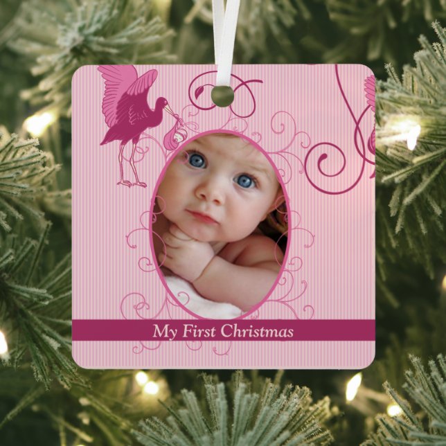 Baby Girl Tiny T-Shirt Foto Ornament mit Geburtsst (InSitu)