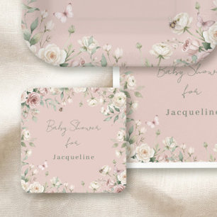 Baby Girl to Bee Pastell Rosa Rosen Florale Babypa Rechteckiger Pappuntersetzer
