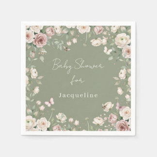 Baby Girl to Bee Rose Florale Pink und Grüne Dusch Serviette