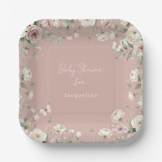 Baby Girl to Bee Rose Florale Staubrosa Baby Showe Pappteller