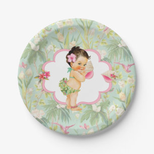 Baby Girl Tropical Hawaiian Luau Hibiskus Pappteller