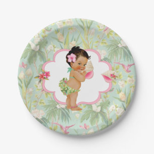 Baby Girl Tropical Hawaiian Luau Hibiskus Pappteller