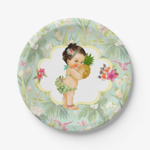 Baby Girl Tropical Hawaiian Luau Hibiskus Pappteller
