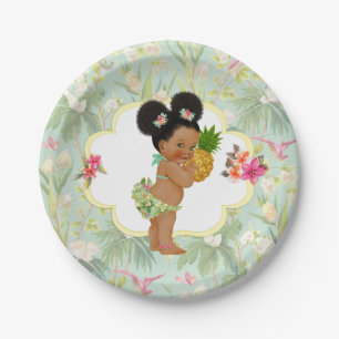 Baby Girl Tropical Hawaiian Luau Hibiskus Puffs Pappteller