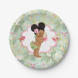 Baby Girl Tropical Hawaiian Luau Hibiskus Puffs Pappteller