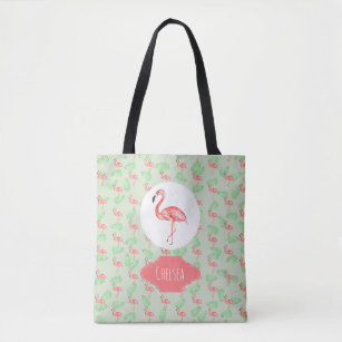 Baby Girl Tropical Watercolor Flamingo Name Diaper