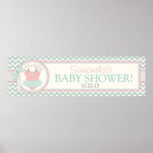 Baby Girl Tutu Zickzack Print Baby Duschbanner Poster