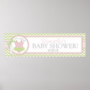 Baby Girl Tutu Zickzack Print Baby Duschbanner Poster