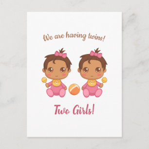 Baby Girl Twins Ankündigung Postkarte
