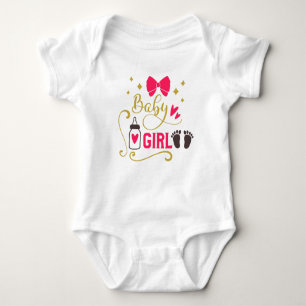 "Baby Girl" Typografie Pink Girly Baby Glam Gold Baby Strampler