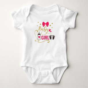 "Baby Girl" Typografie Pink Girly Baby Glam Gold Strampler