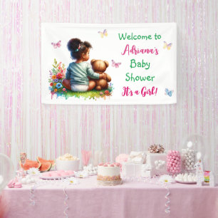 Baby Girl und ihr Teddy Bear Mädchendusche Banner