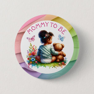 Baby Girl und ihr Teddy Bear   MAMA Button
