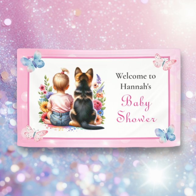 Baby Girl und ihre Baby Welcome Baby Dusche Banner (Von Creator hochgeladen)