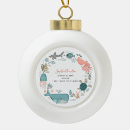 Baby Girl Under Sea Birth Stats Keepake Keramik Kugel-Ornament