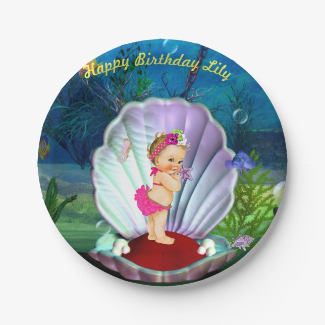 Baby Girl Under Sea Party Teller (Vorderseite)