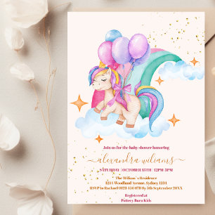 Baby Girl Unicorn Gold Glitzer Baby Shower Einladung
