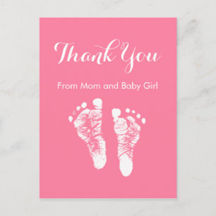 Baby Girl Vielen Dank Niedliche Pink-Neugeborene-F Ankündigungspostkarte
