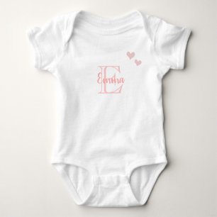 Baby Girl Vorname Pink Monogram Herz Strampler