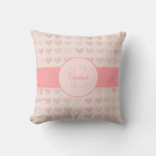 Baby Girl Vorname Pink Monogram Herzmuster Kissen